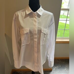 Women’s Good American classic white collared button down long sleeve shirt.SZ 3